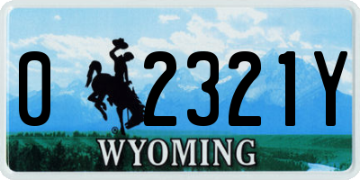 WY license plate 02321Y