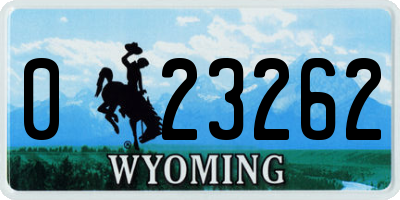 WY license plate 023262
