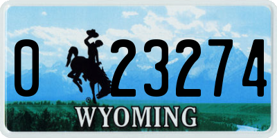 WY license plate 023274