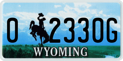 WY license plate 02330G