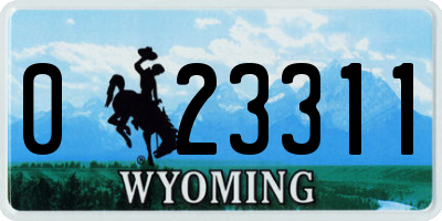 WY license plate 023311