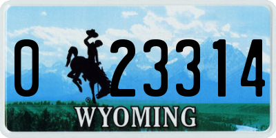 WY license plate 023314