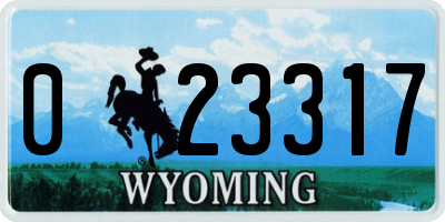 WY license plate 023317