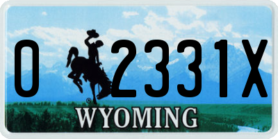 WY license plate 02331X