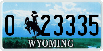 WY license plate 023335