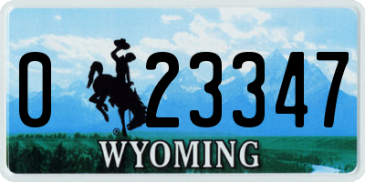 WY license plate 023347
