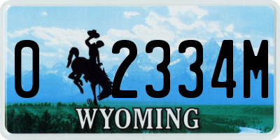 WY license plate 02334M