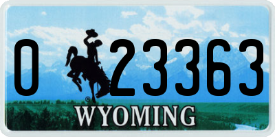 WY license plate 023363