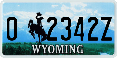 WY license plate 02342Z