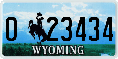 WY license plate 023434