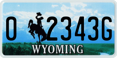 WY license plate 02343G