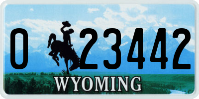 WY license plate 023442
