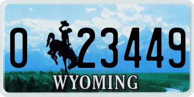 WY license plate 023449