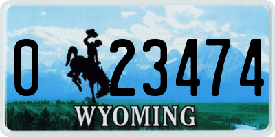 WY license plate 023474