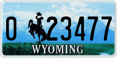 WY license plate 023477