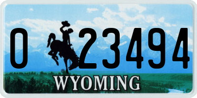 WY license plate 023494