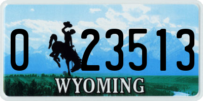 WY license plate 023513