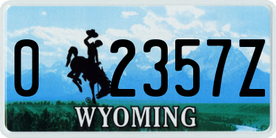 WY license plate 02357Z