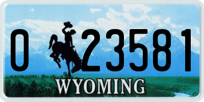WY license plate 023581