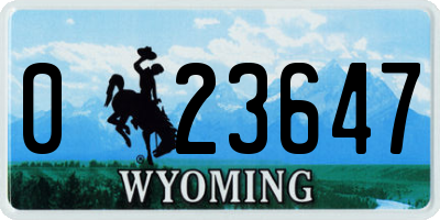 WY license plate 023647