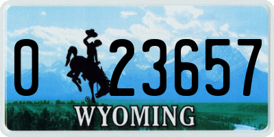 WY license plate 023657