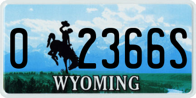 WY license plate 02366S
