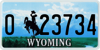 WY license plate 023734