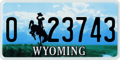 WY license plate 023743