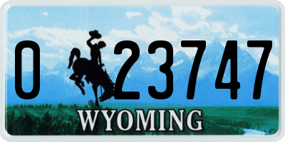 WY license plate 023747