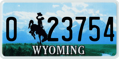 WY license plate 023754