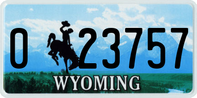 WY license plate 023757