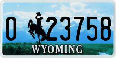 WY license plate 023758