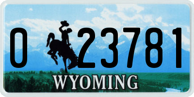 WY license plate 023781