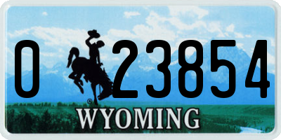 WY license plate 023854