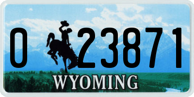 WY license plate 023871