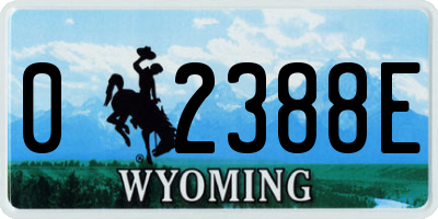 WY license plate 02388E