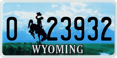 WY license plate 023932