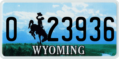 WY license plate 023936
