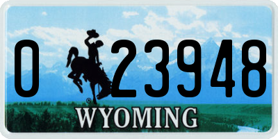 WY license plate 023948
