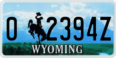 WY license plate 02394Z