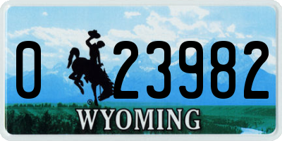 WY license plate 023982