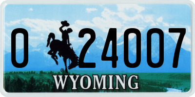WY license plate 024007