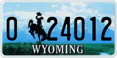 WY license plate 024012