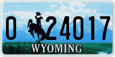 WY license plate 024017