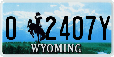 WY license plate 02407Y