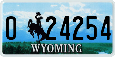 WY license plate 024254
