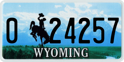 WY license plate 024257