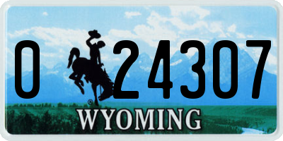 WY license plate 024307