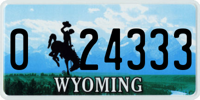 WY license plate 024333