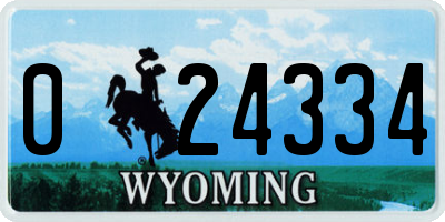 WY license plate 024334